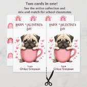 Schattigee Pug Puppy Kind Valentijn Classroom Kaar Briefkaart