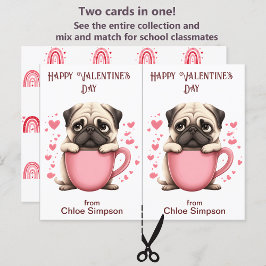 Schattigee Pug Puppy Kind Valentijn Classroom Kaar Briefkaart