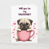 Schattigee Pug Puppy Kind Valentijn Feestdagen Kaart (Voorkant)