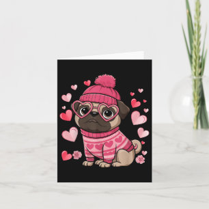 Schattigee Pug Red Hearts Paren Happy Valentines D Kaart
