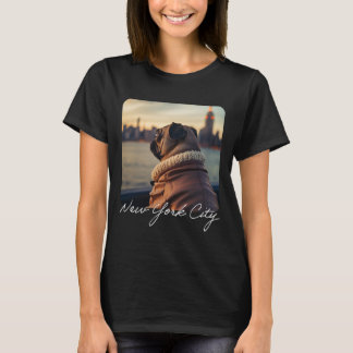 Schattigee Pug reist naar New York Harbor T-shirt