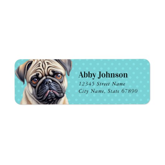 Schattigee Pug Return-adreslabels Etiket (Voorkant)