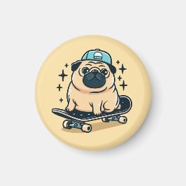 Schattigee Pug Schaats-boarding Magneet