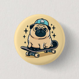 Schattigee Pug Schaats-boarding Ronde Button 3,2 Cm