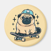 Schattigee Pug Skatebooking Magneet (Voorkant)
