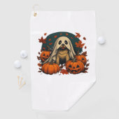 Schattigee Pugdog met pompoenen Herfst Halloween C Golfhanddoek (Insitu)