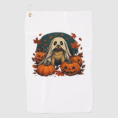 Schattigee Pugdog met pompoenen Herfst Halloween C Golfhanddoek (Voorkant)