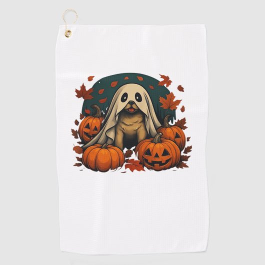 Schattigee Pugdog met pompoenen Herfst Halloween C Golfhanddoek (Voorkant)