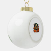 Schattigee Pugdog met pompoenen Herfst Halloween C Keramische Bal Ornament (Links)