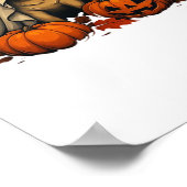 Schattigee Pugdog met pompoenen Herfst Halloween C Poster (Hoek)