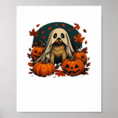 Schattigee Pugdog met pompoenen Herfst Halloween C Poster (Voorkant)