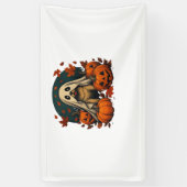 Schattigee Pugdog met pompoenen Herfst Halloween C Spandoek (Verticaal)