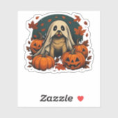 Schattigee Pugdog met pompoenen Herfst Halloween C Sticker (Vel)