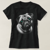 Schattigee Pugdog met turquoise ogen in ontwerp T-shirt (Design voorkant)