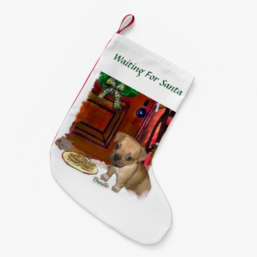 Schattigee Puggle Christmas Kleine Kerstsok (Voorkant (Hangend))