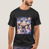 Schattigee Pugs Drijven in Space Boys Meisjes Mann T-shirt (Voorkant)