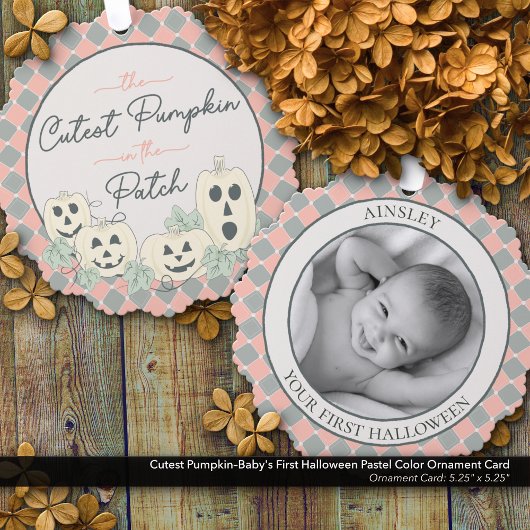 Schattigee Pumpkin-Baby's Eerste Halloween Pastel  Ornament Kaart