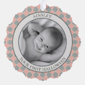 Schattigee Pumpkin-Baby's Eerste Halloween Pastel  Ornament Kaart (Achterkant)