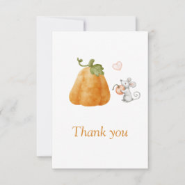 Schattigee Pumpkin Mouse Herfst Baby shower Bedankkaart