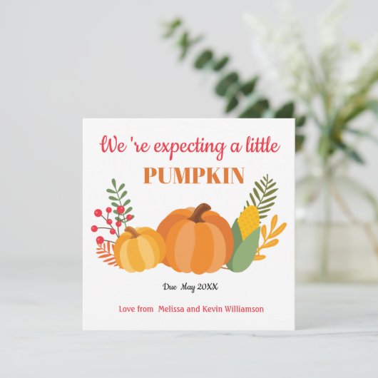 Schattigee Pumpkin zwangerschapsaankondiging Aankondiging (Staand voorkant)
