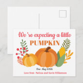 Schattigee Pumpkin zwangerschapsaankondiging Aankondigingskaart (Voorkant / Achterkant)
