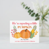 Schattigee Pumpkin zwangerschapsaankondiging Aankondigingskaart (Staand voorkant)