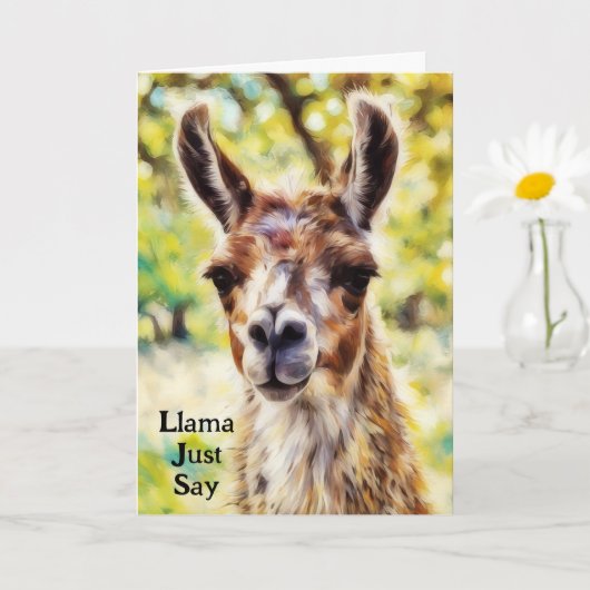Schattigee Pun Llama Verjaardag Art Kaart (Kleine Plant)