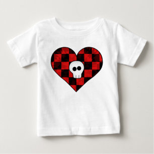 Schattigee punk gothic schedel in rood geruit hart