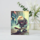 Schattigee Punk Rock Gothic Skateboarding Hamster Briefkaart (Staand voorkant)