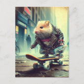 Schattigee Punk Rock Gothic Skateboarding Hamster Briefkaart (Voorkant)