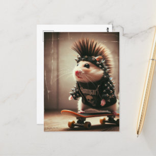 Schattigee Punk Rock Skateboarden Hamster jaren 19 Briefkaart