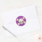 Schattigee Punk schedel en boog (paarse) Sticker (Envelop)