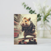 Schattigee Punk Skateboarding Hamster Doubledecker Briefkaart (Staand voorkant)