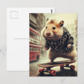 Schattigee Punk Skateboarding Hamster Doubledecker Briefkaart (Voorkant / Achterkant)