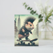 Schattigee Punk Skateboarding Hamster jaren 1980 s Briefkaart (Staand voorkant)