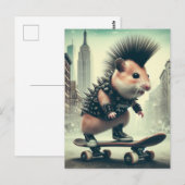 Schattigee Punk Skateboarding Hamster jaren 1980 s Briefkaart (Voorkant / Achterkant)