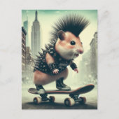 Schattigee Punk Skateboarding Hamster jaren 1980 s Briefkaart (Voorkant)