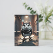 Schattigee Punk Spiked Collar Skateboarding Hamste Briefkaart (Staand voorkant)