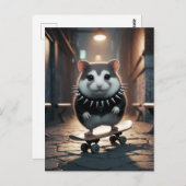 Schattigee Punk Spiked Collar Skateboarding Hamste Briefkaart (Voorkant / Achterkant)