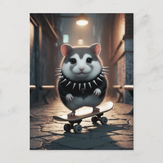 Schattigee Punk Spiked Collar Skateboarding Hamste Briefkaart (Voorkant)