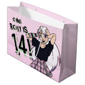 Schattigee Punk Tiener Meisje Naam Roze 14e Verjaa Groot Cadeauzakje (Voorkant Gekanteld)
