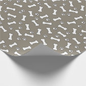 Schattigee Pup Dog Theme Paw Prints en Botten Nieu Cadeaupapier (Hoek)