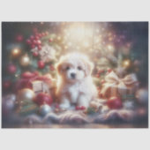 Schattigee pup en kerstboom vakantie decoupage tissuepapier (Voorkant)