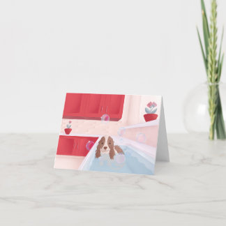 Schattigee pup in bad feestdagen kaart