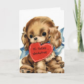 Schattigee pup met rode hart Valentijnsdag Kaart (Voorkant)