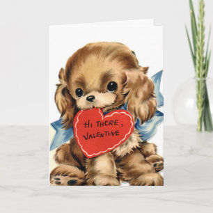 Schattigee pup met rode hart Valentijnsdag Kaart