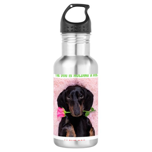 Schattigee pup met Rozen Kinderen Waterfles (Voorkant)