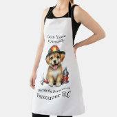 Schattigee pup verkleed als brandweerman met geree schort (Insitu)