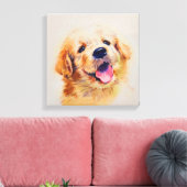 Schattigee pup. Zijn naam is "Happy". canvas afdru (Insitu (Woonkamer))
