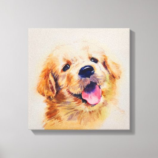 Schattigee pup. Zijn naam is "Happy". canvas afdru Afdruk (Voorkant)